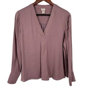 Chicos Womens Size 1 MEDIUM 8/10 Mauve Long Sleeve Blouse Shirt Top Business